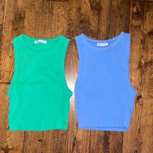 Zara cropped ribbed tanks. Size Small